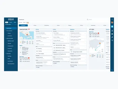 OCEAN - Chronological View backend dashboard data logistics maritime planning timeline ui ui design