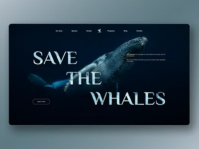 Save the whales | Landing page danger design endanged large typography mammals sea ui whales