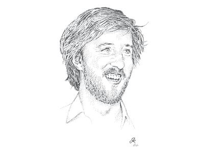 Willie black and white illustration pointillism