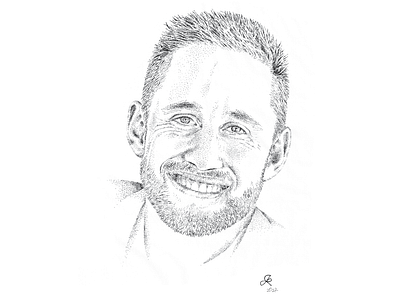 Roo black and white illustration pointillism