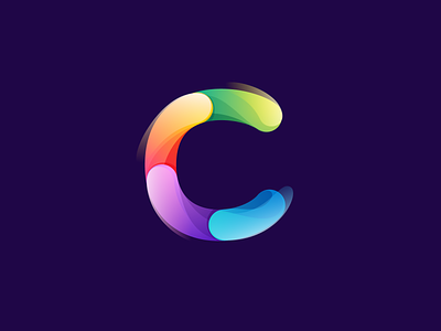 C logo made of overlapping colorful lines branding circle design gradient icon illustration letter logo mark multicolor overlap rainbow ui