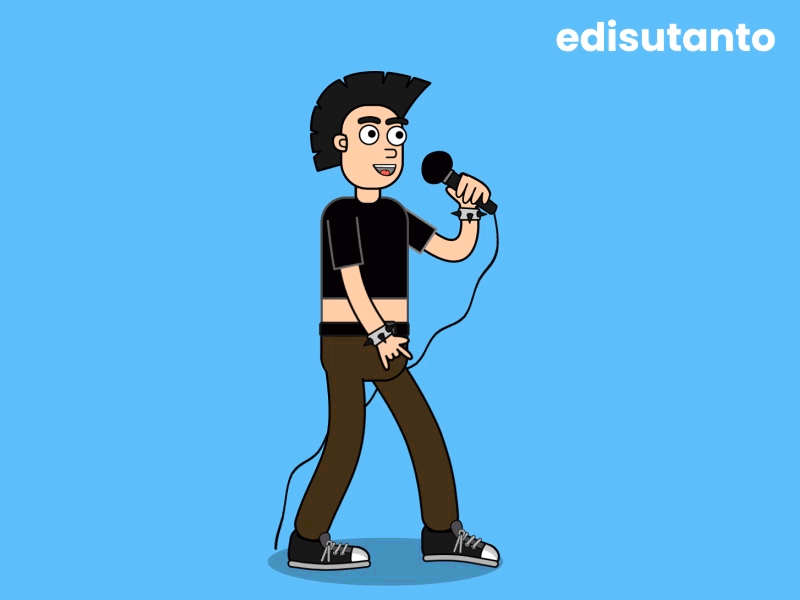 Walking Cartoon Punk Musician animated gifs animation cartoon graphic design illustration motion graphics musician walking