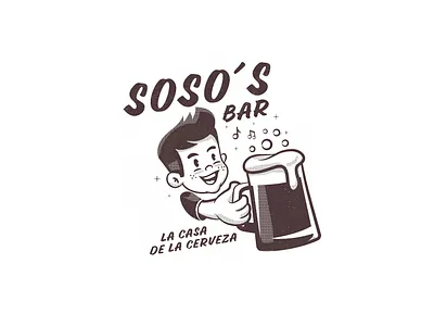 soso´s bar logo beer branding classic design funny graphic design illustration logo people vector vintage
