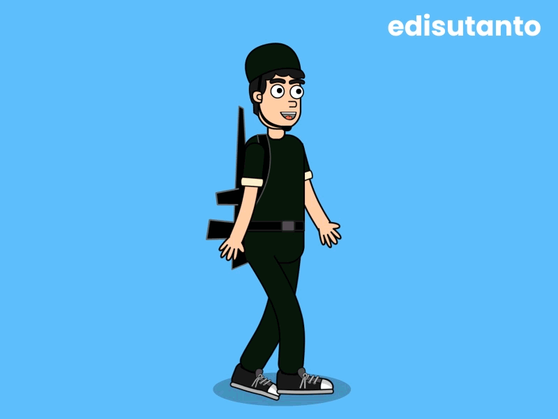 Walking Cartoon Character Army animated gifs animation cartoon graphic design illustration motion graphics perfect loop