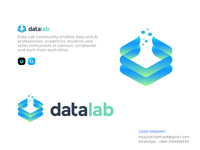 data lab logo design concept ai brand identity branding data data lab logo data layer datalab logo design experiment graphic design innovation lab logo logo design minimal logos minimalist modern logos vector