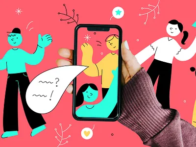 Building a community character community graphic design illustration illustrator line pink simple talk