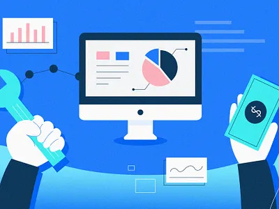 Buy vs Build blue build buy drawing graphic design hand illustration illustrator laptop money