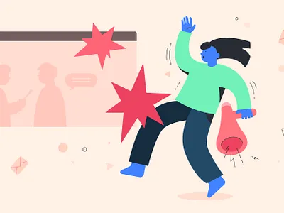 Outbound Sales Strategy blue character design drawing graphic design illustration illustrator outbound pink