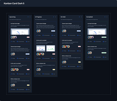 Figma dashboard UI kit - Dark kanban templates app dark design figma material templates ui ui kit