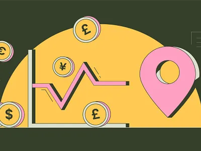 Currency Fluctuations coin currency graphic design illustration illustrator line location money pink simple