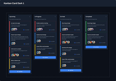 Figma dashboard UI kit - Dark kanban cards app button card crm dark dashboard design figma kanban templates ui ui kit