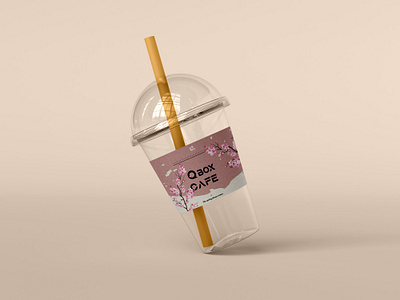 Q Box Cafe - Take Away Cup Lables cafe cafe branding coffee cup cup label graphic design labels season take away cup