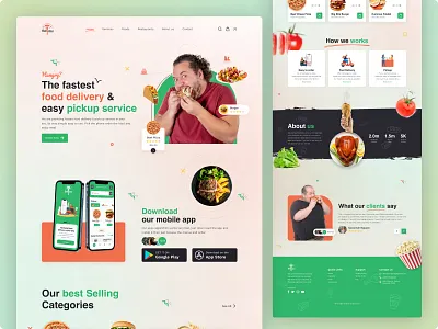 Food delivery and pickup service website design design food food delivery food landing page food landingpage design food pickup food ui food ui design food ux ui food website food website design ui uiux website design