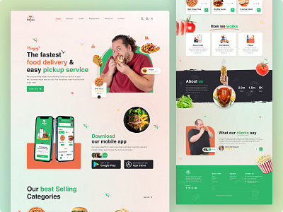 Food delivery and pickup service website design design food food delivery food landing page food landingpage design food pickup food ui food ui design food ux ui food website food website design ui uiux website design