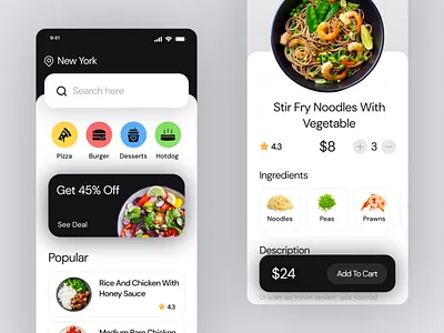 Foodvery - Food Delivery App app application delivery service dinner food food delivery food order foodie lunch ordering prawns premium product design recent restaurant salad ui ui design ux ux design