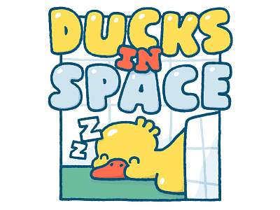 Ducks in Space cartoon clothing design cute design doodle duck fun illustration japanese kawaii lettering logo print slip space t shirt t shirt design typography zzz