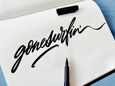 gonesurfin' calligraphy custom design flow lettering letters logo moleskine premium process script signature sketchbook sketching surf type unique urban