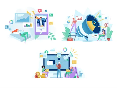 Digital Marketing Illustrations after effects animation art branding business design digital marketing figma graphic design hellodribbble illustration json logo lottie marketing motion graphics social media vector