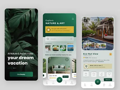 Hotel Booking App Design app appdesign art booking design green hotel james dev mobileapp nature reservation ui ux