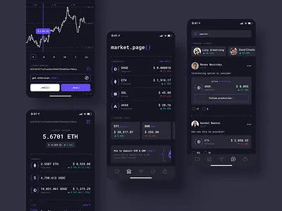Code-Styled Crypto Trading App Concept app bitcoin blockchain bnb code code style crypto cryptocurrency embed ethereum finance financial fintech money nft trading trading app ui visual design webapp
