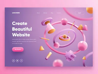 Web UI 3d animation design illustration landing page ui ux website