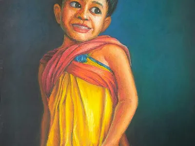 Untitled/ Oil Pastel on Paper/ Size-13 x 17 inches/ Yr-2020 culture design figure illustration india painting portrait ramrokade