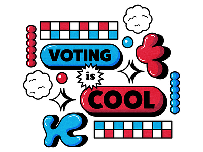 Voting is Cool blue color fun happy illustration red usa vector vote voting white