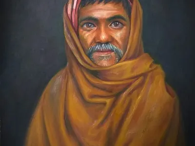 Silence | Oil on paper | Size-14 x 22 inches | Yr-2020 culture design figure illustration india painting portrait ramrokade