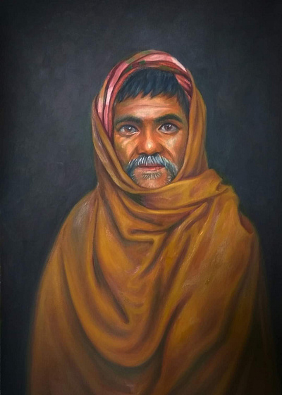 Silence | Oil on paper | Size-14 x 22 inches | Yr-2020 culture design figure illustration india painting portrait ramrokade