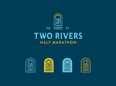 Two Rivers Half Marathon athlete branding color design event design event logo identity design illustration illustration art logo logo design race race logo runner running texture typography vector