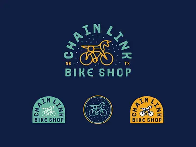 Chain Link Bike Shop bicycle bike bike shop branding design illustration illustration art logo logo design texture typography unicorn vector