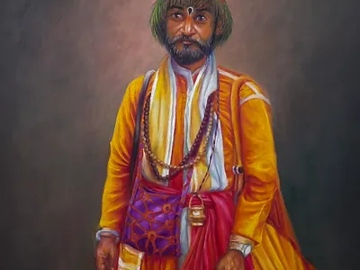 Vasudeo/ Oil on canvas painting/ size- 24 x 36 inches / Yr-2020 culture design figure illustration india painting portrait ramrokade social vasudeo