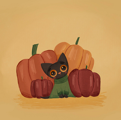 Autumn mood autumn book book illustration cat children dribbble halloween illustration procreate pumpkin