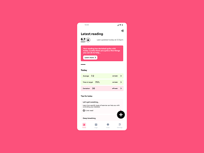 Aria. Blood glucose tracker app diabetes ui
