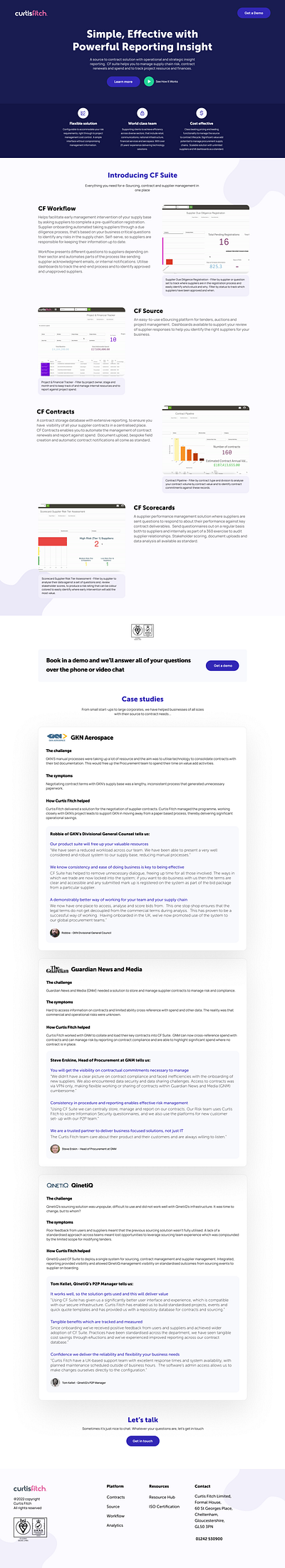 CF landing page procurement promotional ui web