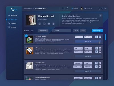 User list. Editing administrator design edit ui user list edit user rights ux