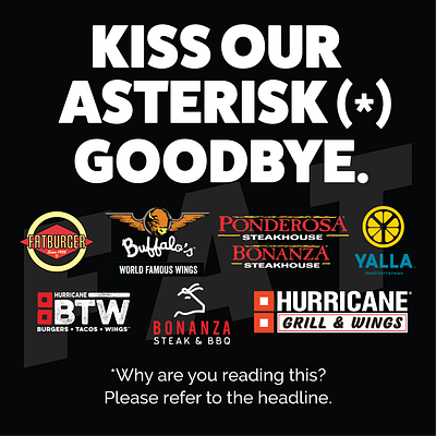 FAT Brands Inc. - "Kiss Our Asterisk (*) Goodbye" Campaign branding design digital marketing graphic design photoshop web banner design