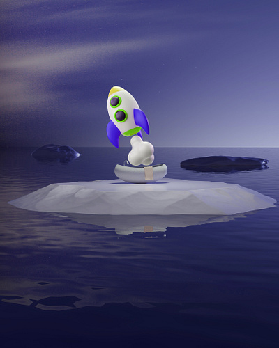 Rocket fly 3d branding motion graphics
