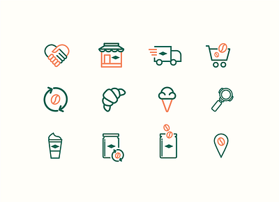 Icon set for Barrow Coffee Roasters branding iconogrpahy identity design