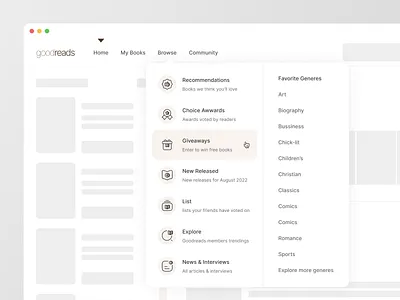 Goodreads Header Navigation figma header mega nav minimalism nav navigation ui web design