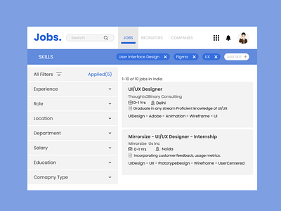 Job Listing design ui ux