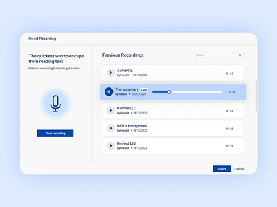 Atlassian - voice recording app app atlassian confluence landing page note making product saas sound summary ui voice recording