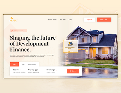 Acuta Properties Landing Page design finance web design finance website property web design property website ui uiux web design website