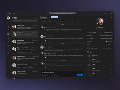 Chat page for Saas product 3d home api api maker ar attach avatar chat chat page complex defi design ops documents enterprise file gradient saas status video message voice message vr
