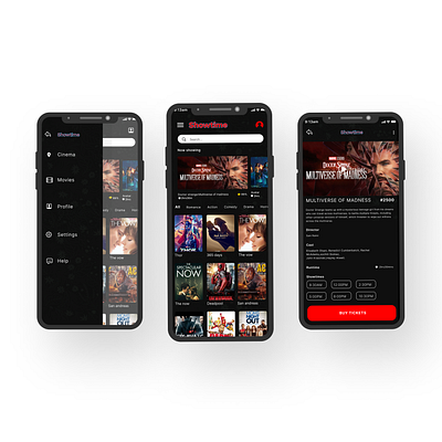 Showtime app app branding cinema design graphic design illustration mobile app product design showtime typography ui ux website