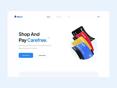 PayPal Cards - Hero Header 💳 3d app btc card checkout clean credit credit card crypto finance app fintech app minimal money motion motion graphics pay paypal subscriptions ui visa