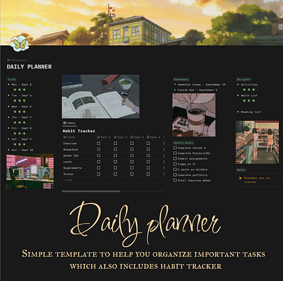 DAILY PLANNER - 80's anime aesthetic themed aesthetic app aesthetic template branding design graphic design illustration landing page notion ui vector