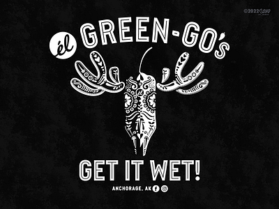 Él Green-Go's - Pepper Skull - Logo vrsns. alaska anchorage day of the dead dia de muertos el green gos food truck get it wet! identity logo merch screamin yeti taco