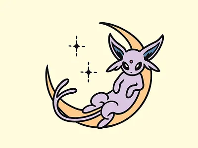 a sleepy espeon design illustration pokemon procreate toronto