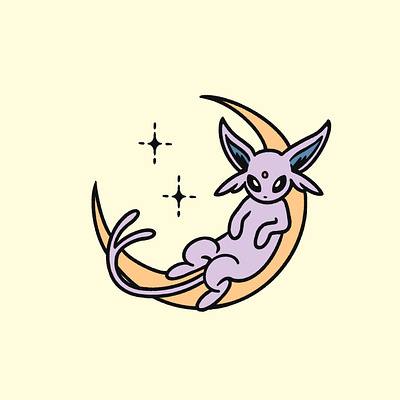 a sleepy espeon design illustration pokemon procreate toronto